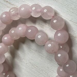 Rose quartz stretch bracelet large beads 7mm beaded 7” crystal healing